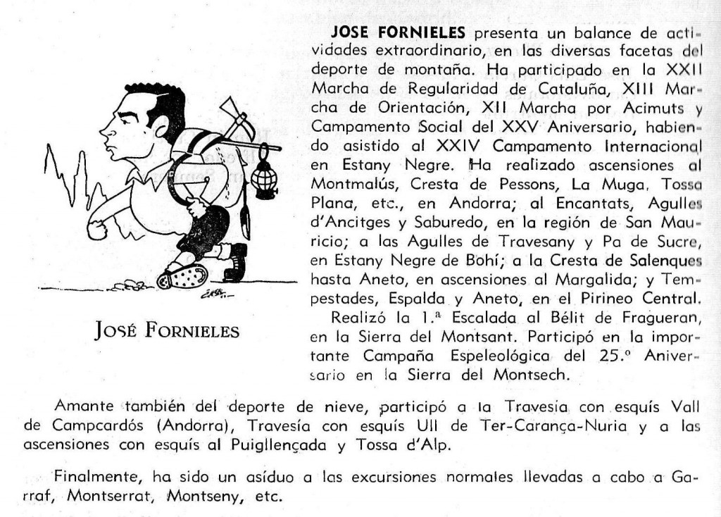 Josep Fornieles - Muntanyiste notable poseïdor de la Medalla al Mèrit Esportiu del CGB
