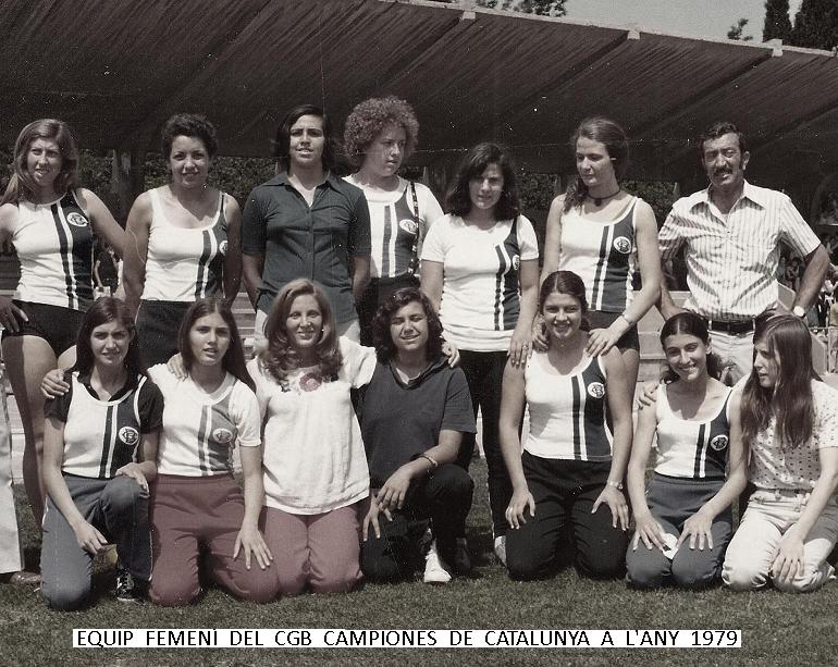 Equip femení d'atletisme del CGB que va tornar a esser campió de Catalunya d'atletisme a l'Any 1979.