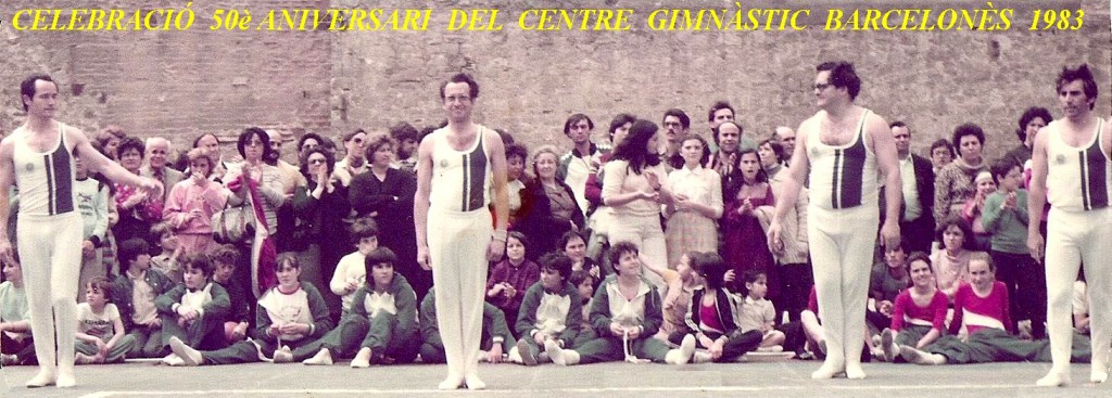 A la foto de dalt trobem als gimnastes: Josep Suari, Miquel Navarro, Manel Collado i Joan Espinosa. que han conservat viva i en acció, la secció de gimnàstica Ornamental del CGB des de l'any 1960 fins més enllà del tancament del Centre al 2004.
